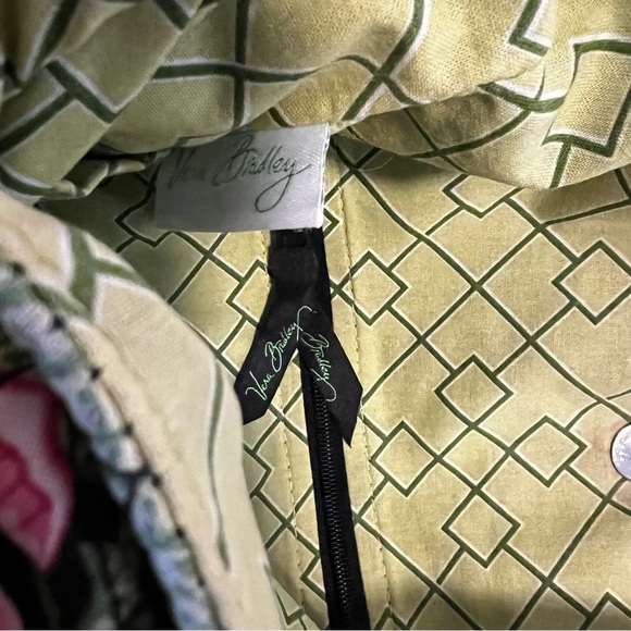 VERA BRADLEY Botanica 2007 Snap Curvy Tote Tall Snap 2 Handles Black Pink Floral - Picture 12 of 13